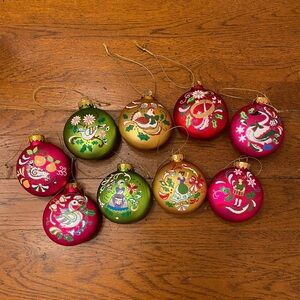 Kurt S Adler 12 Days of Christmas Glass Disc Ornaments *incomplete set